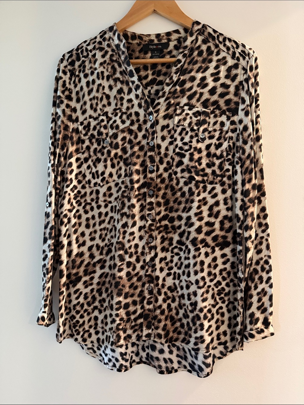 Style & Co. Leopard Print Button-Front Blouse - Brown & Black